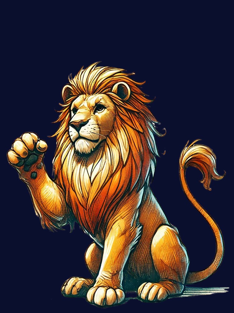 Fiery Lion Ready to Pounce in Sketchy Cartoon Style by takeng07