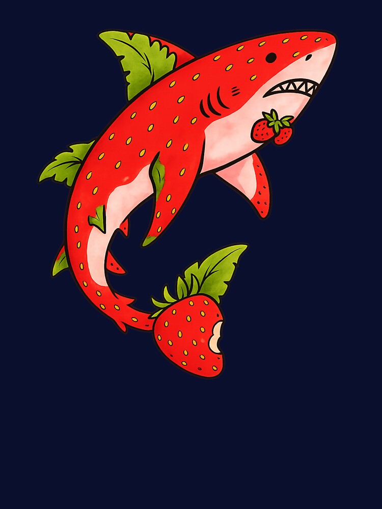 Fruit Strawberry Shark Vinyl Sticker – water-resistant , 5-Inch, Cute Aesthetic Decals by CraftHausGoodys