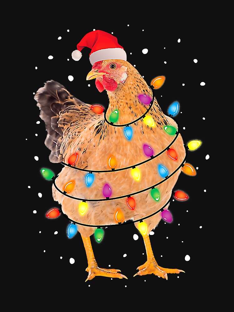 Christmas Lights Chicken Santa Funny Xmas Tree Chicken by ericrichard059
