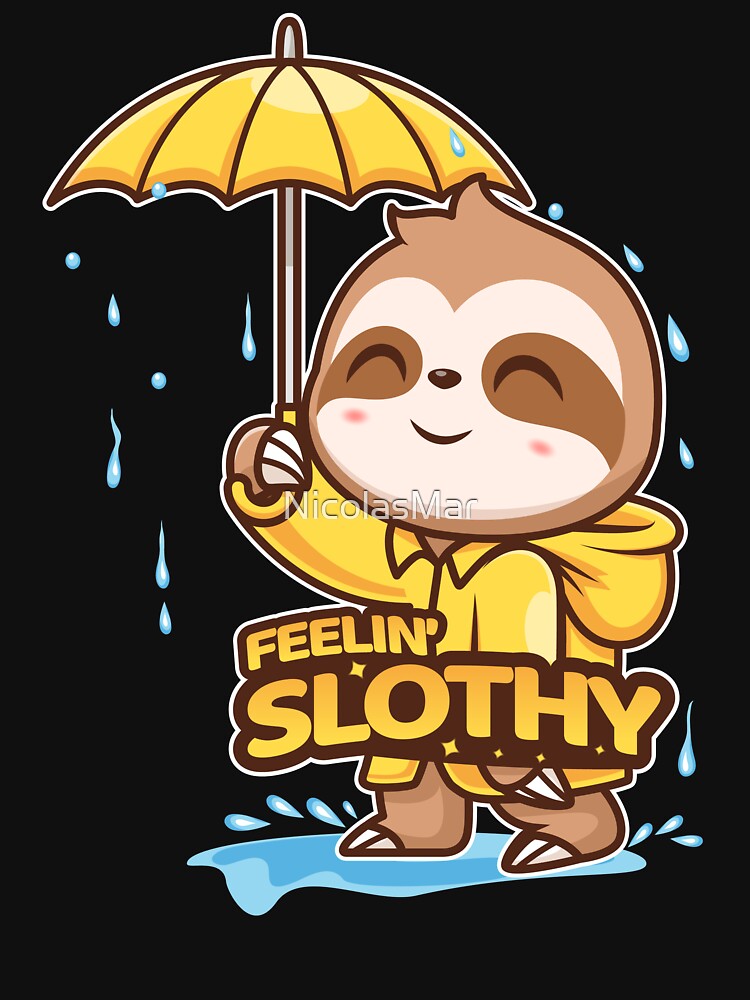 Cute Sloth in Raincoat – Feelin’ Slothy Umbrella Sloth Design by NicolasMar