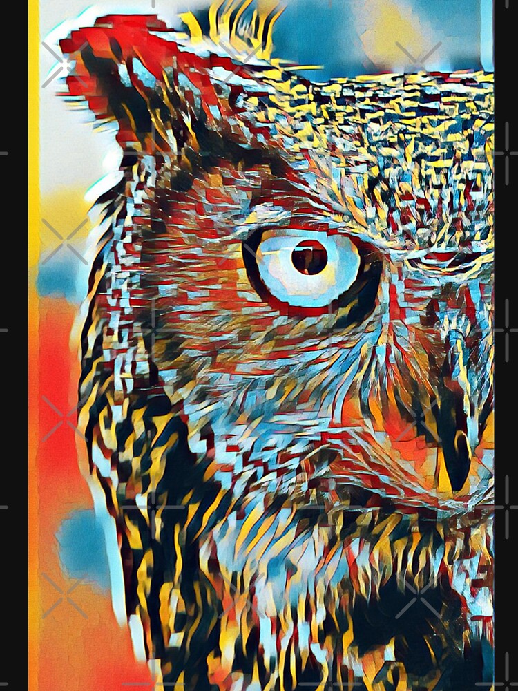 Urban Pop Art Portrait Great Horned Owl Bird Face by TheWildFlix