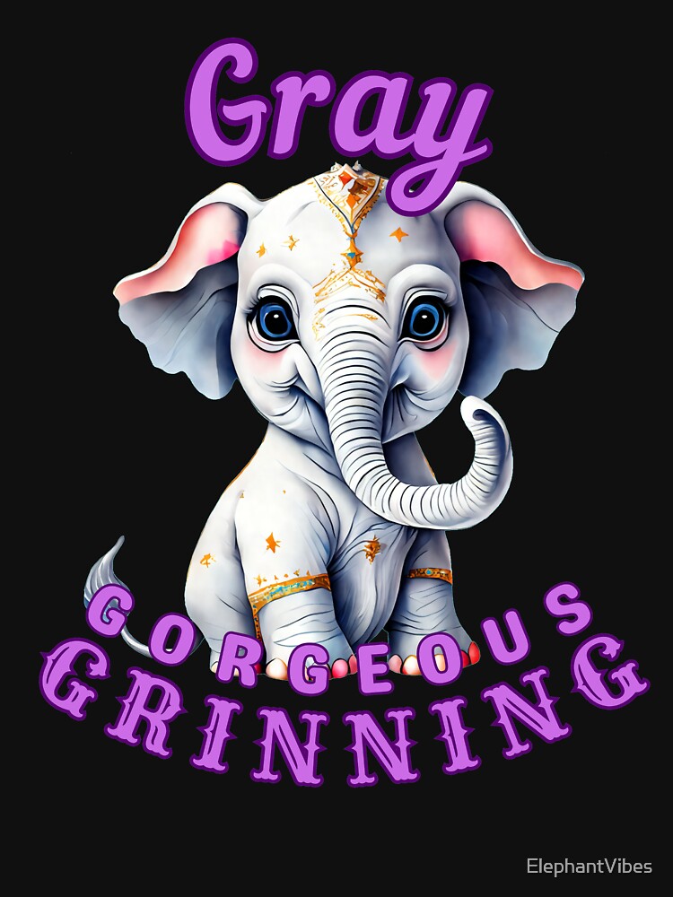 Gray, Gorgeous, Grinning. elephant face by ElephantVibes