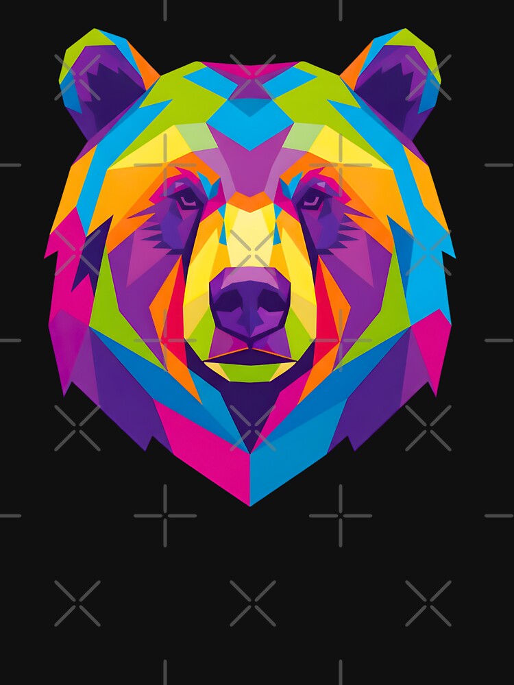 COLORFUL GEOMETRIC BEAR FACE by infinitearte