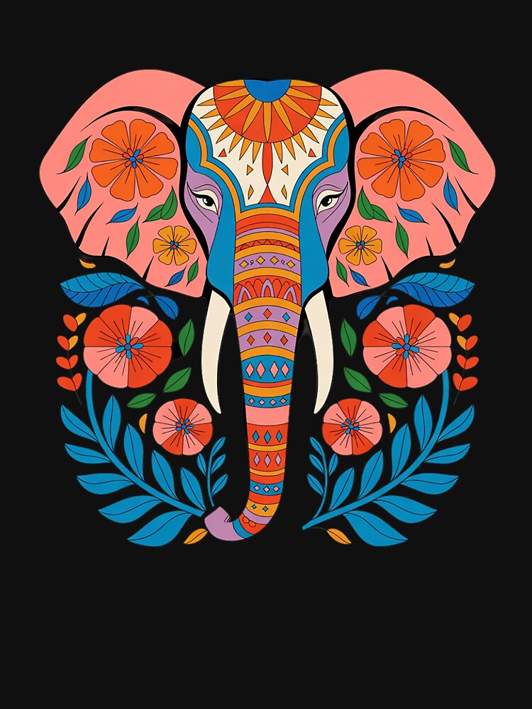 Flower Elephant with Floral for Mom Girl Teens Women by angolinnArt