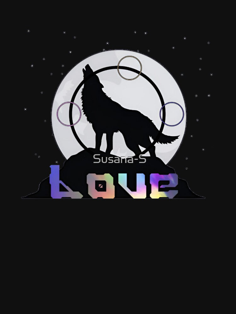 Wolf Love Under the Moon – Lunar Howling Wolf Art by Good Vibes