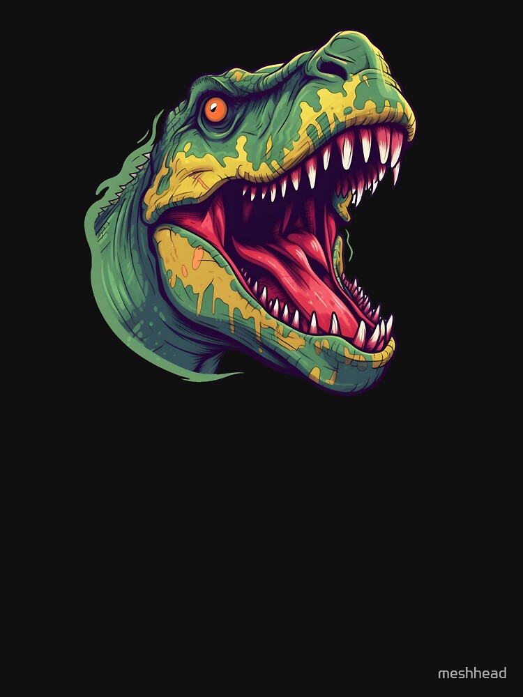 Ferocious Dinosaur T-Rex Head Design - Perfect for Dinosaur and Jurassic Fans by meshhead