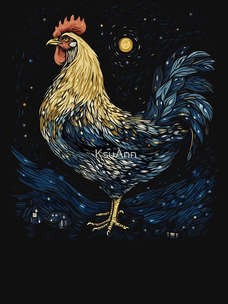 Starry Night Inspired Chicken Gifts Funny Chicken by KsuAnn