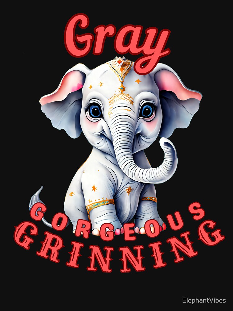 Gray, Gorgeous, Grinning. colorful elephant by ElephantVibes