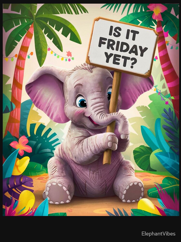 Elephant Portrait. funny elephant, is it friday yet by ElephantVibes