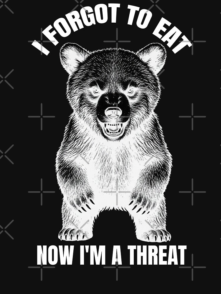 Hangry Bear - I Forgot To Eat And Now I Am A Threat | Funny Angry Bear Sticker T-Shirt by MuggyandMo
