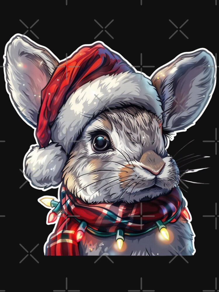 Hyper Realistic Rabbit with Christmas Lights, Santa Hat, and Scarf by tjnextgen99