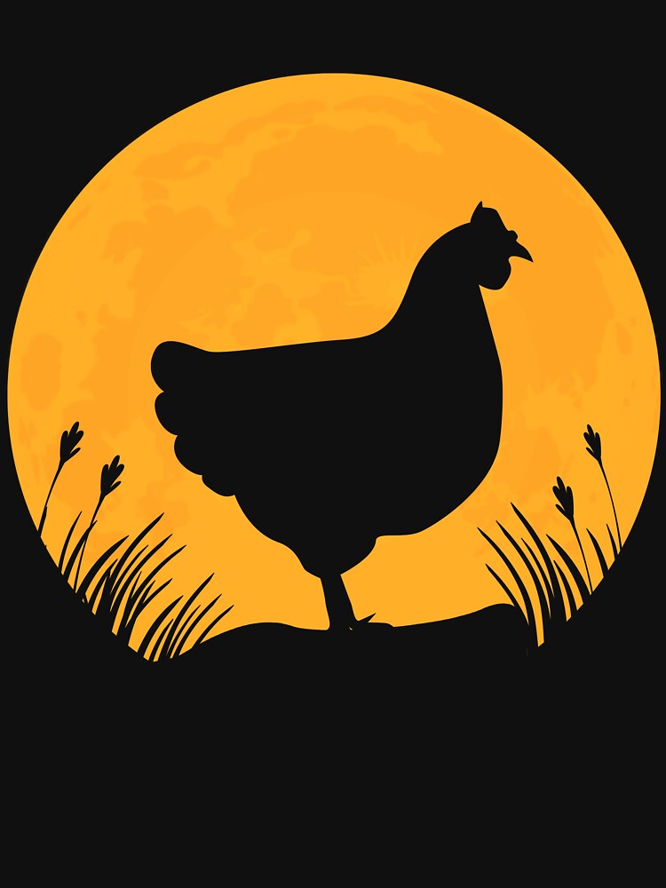 chicken animal lover Silhouette in full moon gift by alaechamlal