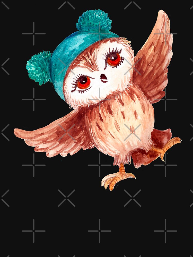 Owl art. Watercolor Owl. Cool baby Owl. Owl for Kids. by ZheltakovaIana
