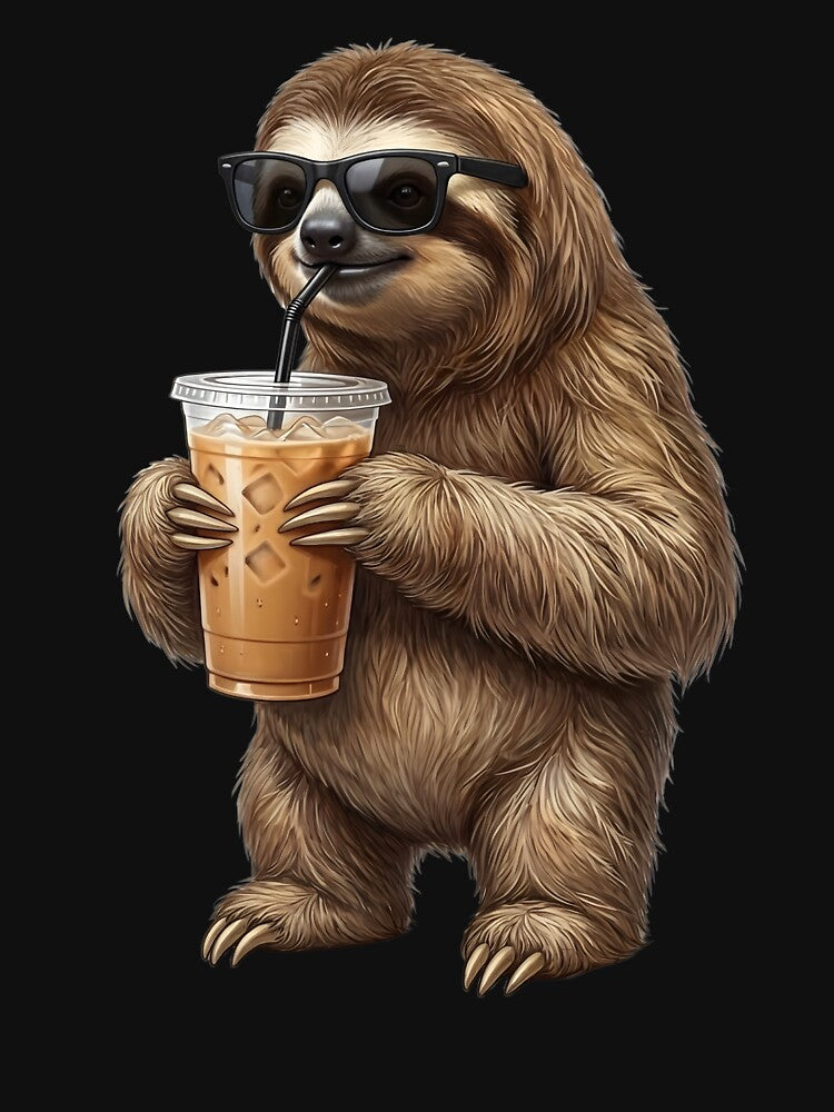 Funny Sloth Drinking Iced Coffee Meme Sloth Lover by TerryConnells