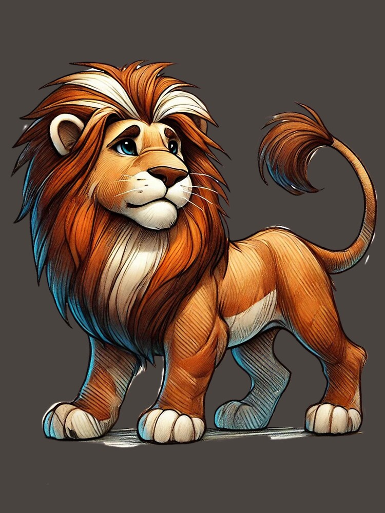 Majestic Cartoon Lion in Sketchy Color Style by takeng07