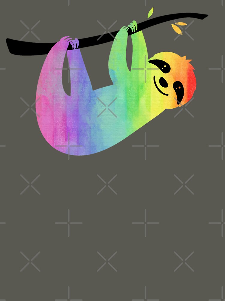 Cute Rainbow Sloth LGBTQ Silhouette Watercolor Yoga by ambers-designs