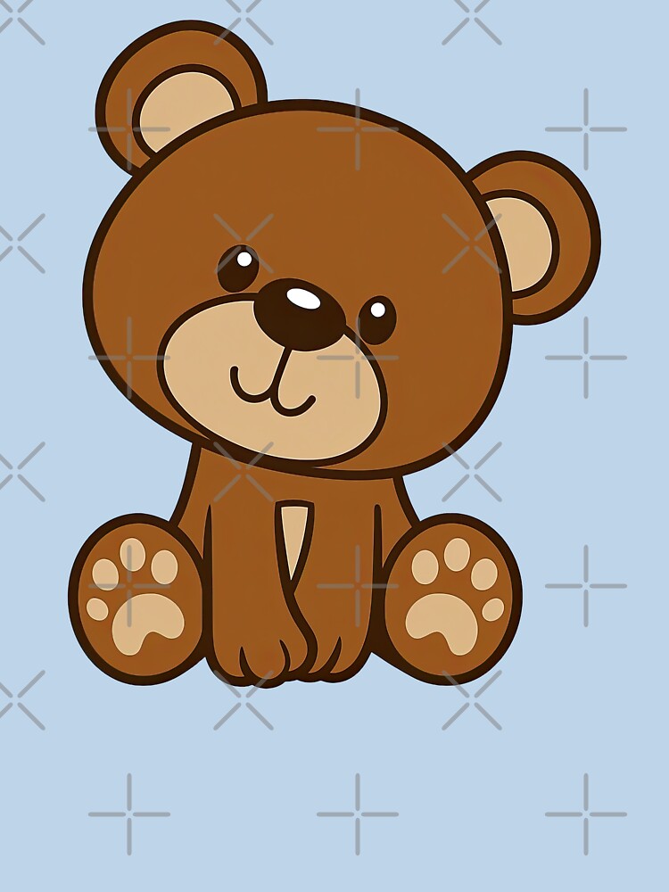 Cute Cartoon Teddy Bear Sitting Design by ArtfulWeave