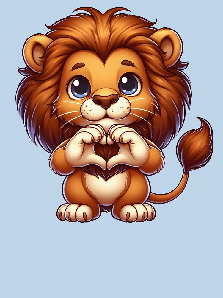Lion sticker, lion heart, lion giving heart sign by Janetlousart