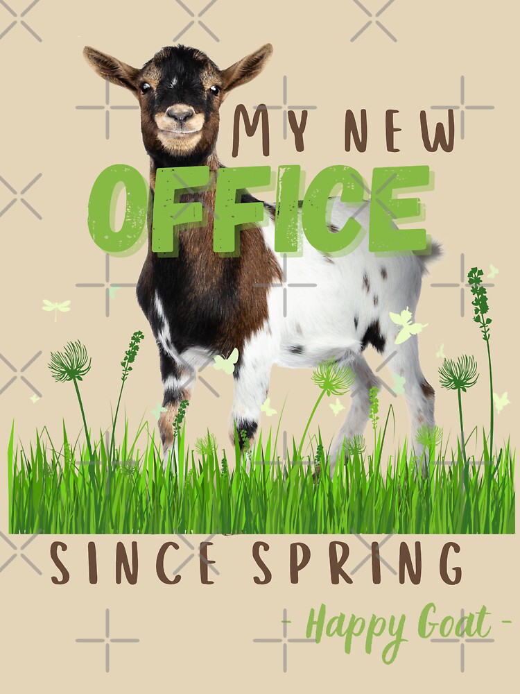 happy goat on meadow - my office since spring by PositiveIdeas