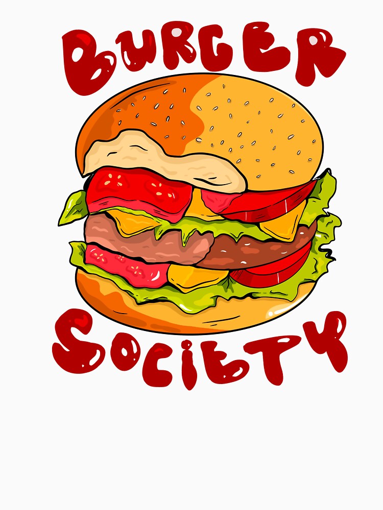 Burger Society – Retro Cheeseburger Food Lover Illustration by chupichapa