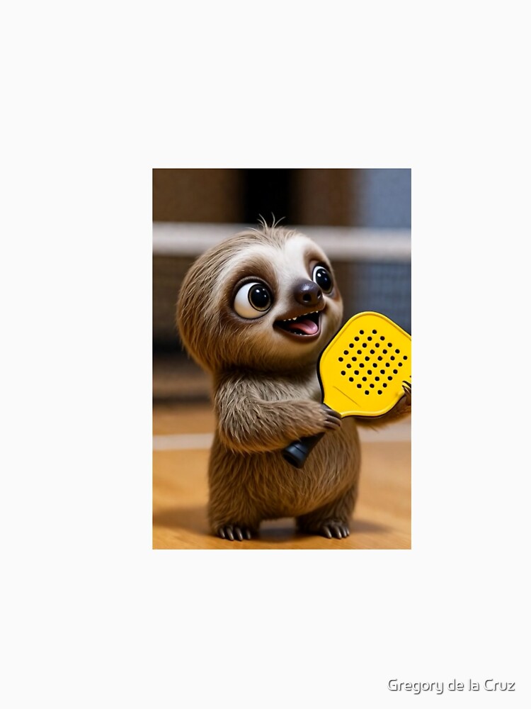 cute baby sloth playing pickleball by Gregory de la Cruz