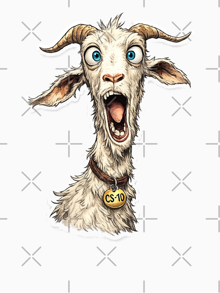 Shocked Goat Sticker – Funny Wide Eyed Reaction Farm Animal Art | Creature Shock by Creature-shock