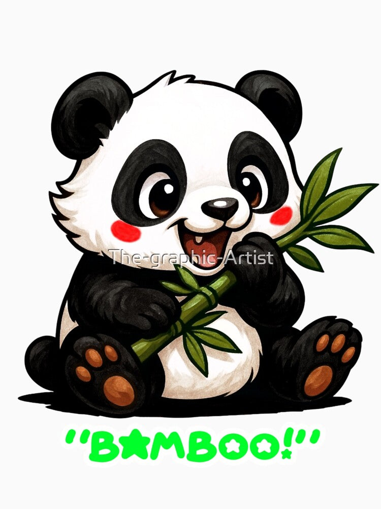 A Chibi Panda eating Bamboo by The-graphic-Artist