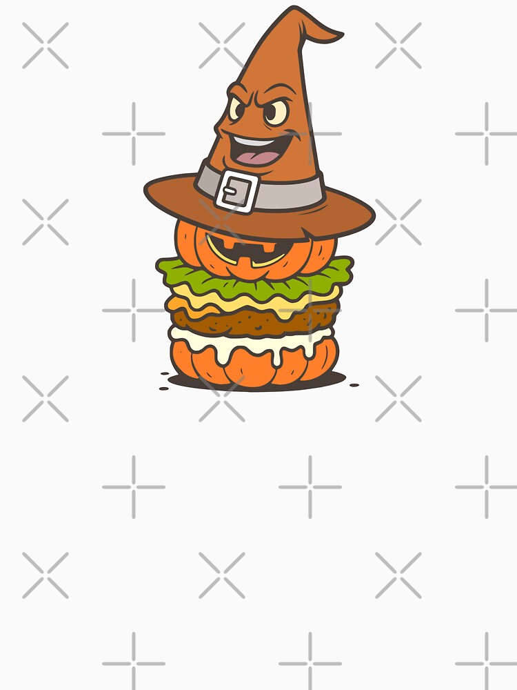 Halloween burger pumpkin with wizard hat. by Witch Cat