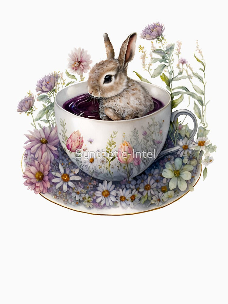 Cute Teacup Animal Rabbit with Flowers #10 by Synthetic-Intel