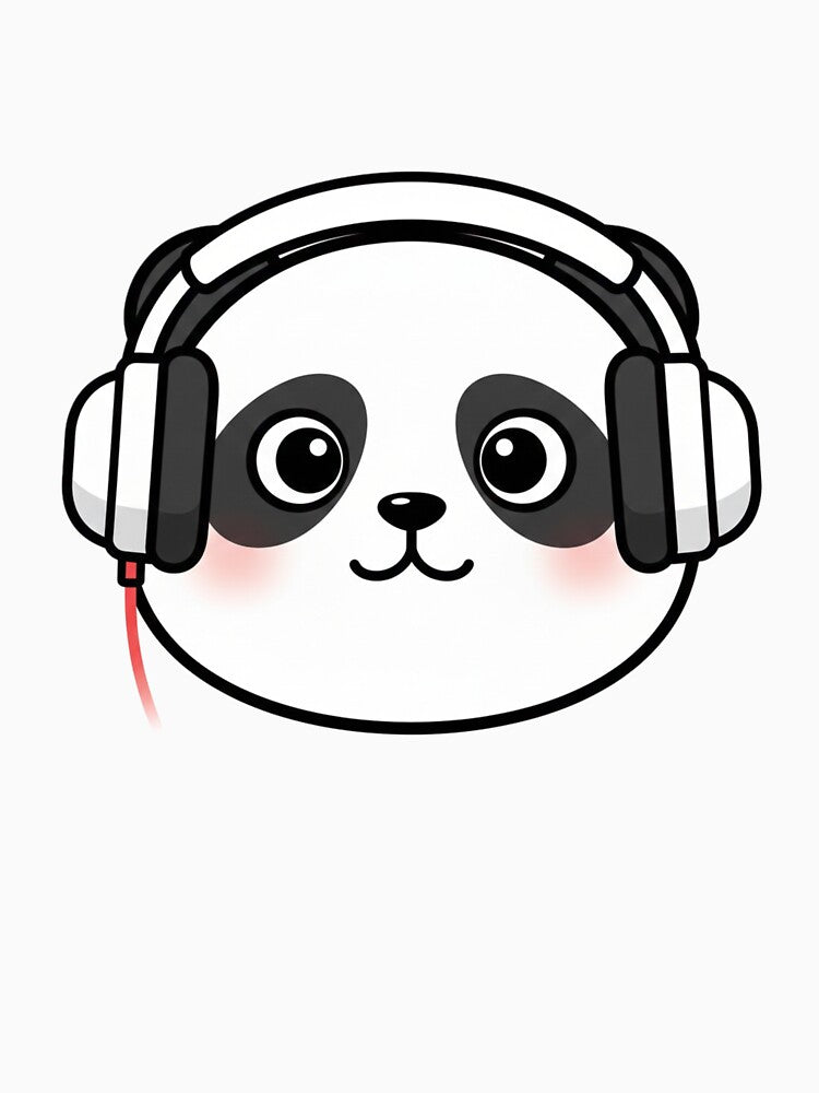 Music Panda Emoji – Cute Panda Wearing Headphones Cartoon by snaperos