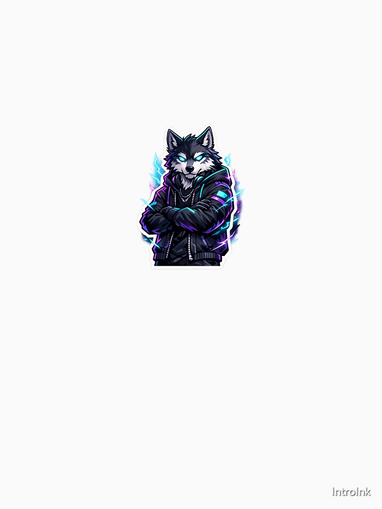 Cyberpunk Alpha Wolf – Neon Streetwear Aesthetic Sticker by IntroInk