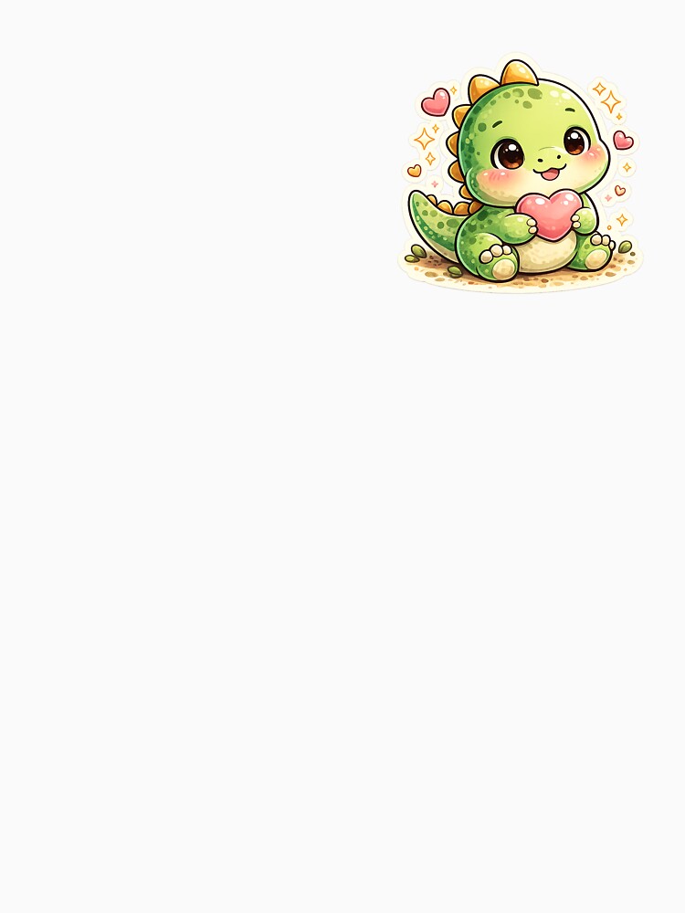 Cute Kawaii Dinosaur Holding Heart Sticker | Adorable Baby Dino Cartoon by ClickToSticker