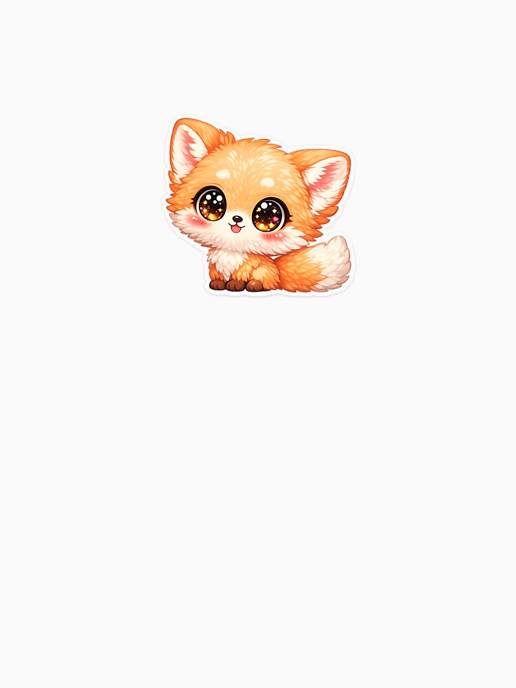 Big Head Fox Cute Sticker – Fluffy Chibi Fox Art by VeloraDzyns