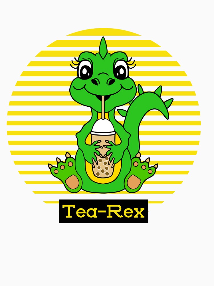 Cute Green Dinosaur Bubble Tea Pun by Sartoris Art