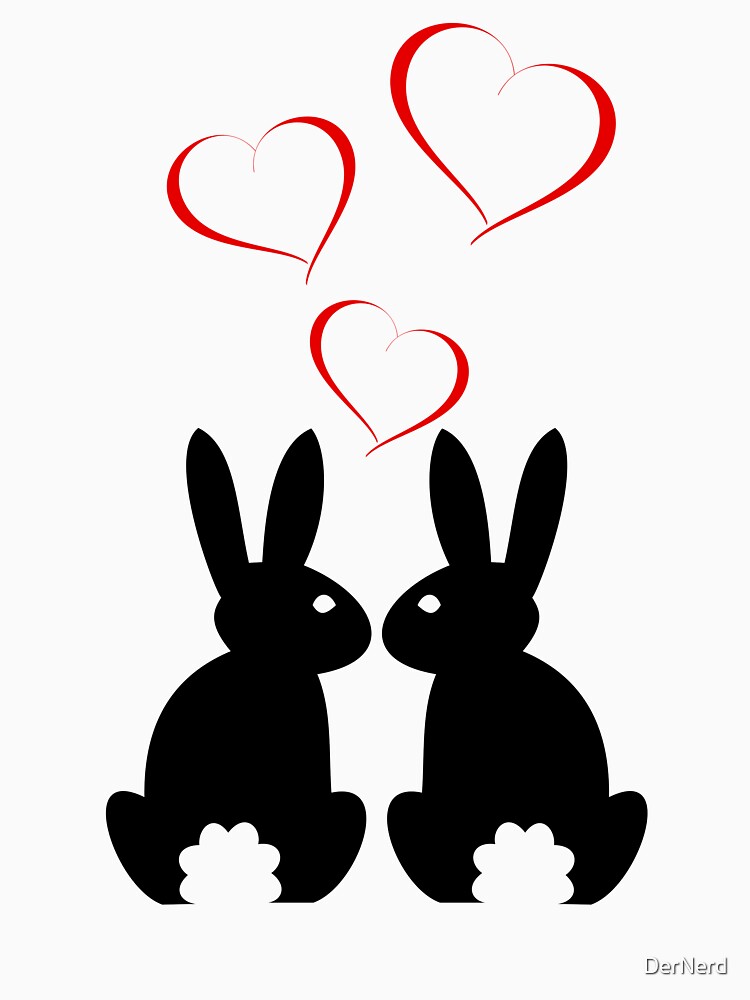 Heart Rabbit Bunny Ladies Red Hearts by DerNerd