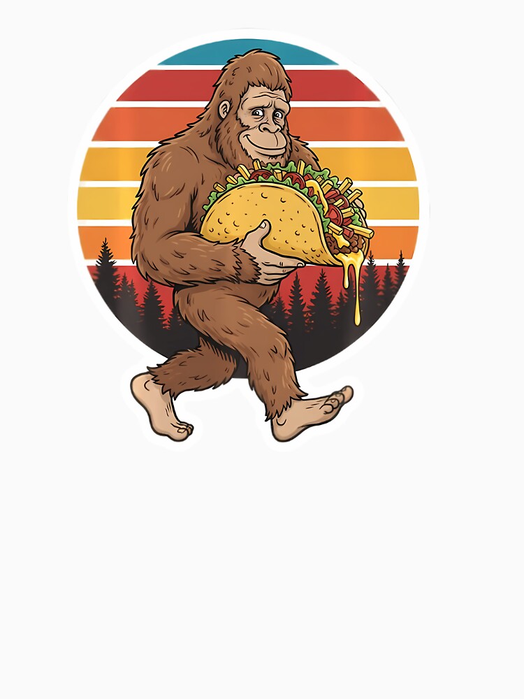 Bigfoot Carrying Taco Funny Cinco De Mayo by Le7yaStore