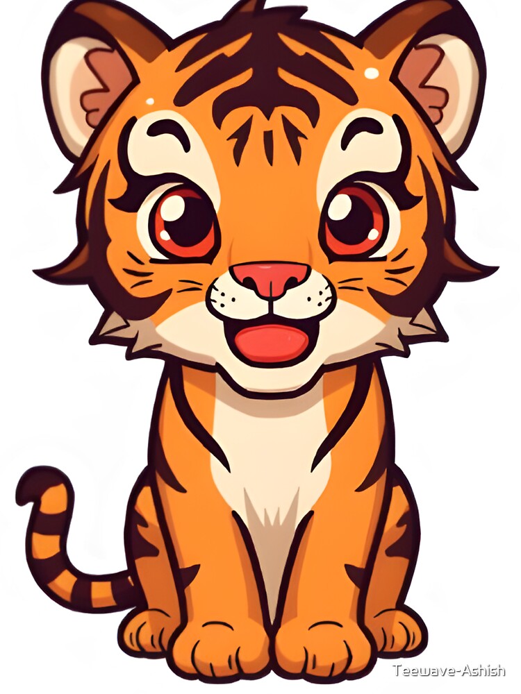 Cute Baby Tiger Sticker by Teewave-Ashish
