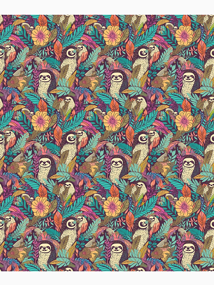 Trippy Sloth Pattern | Adorable Retro Style by Retro-ArtDeco