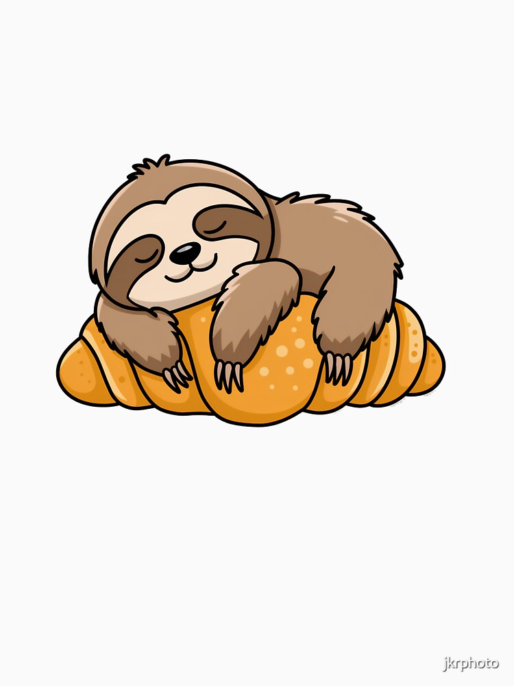 sloth sleeping on croissant by jkrphoto