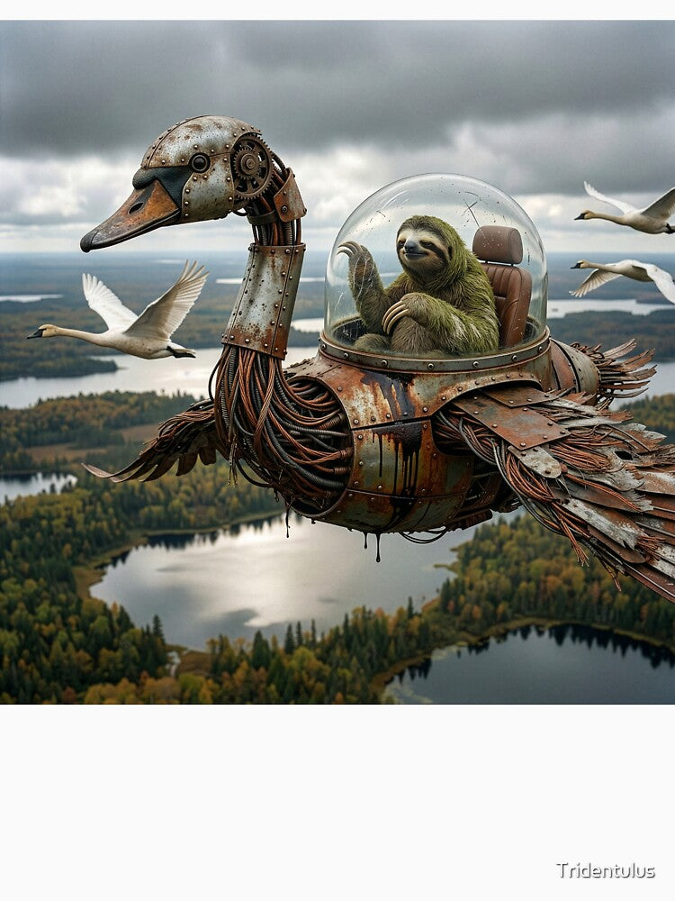 Sloth Flies with Swans by Tridentulus