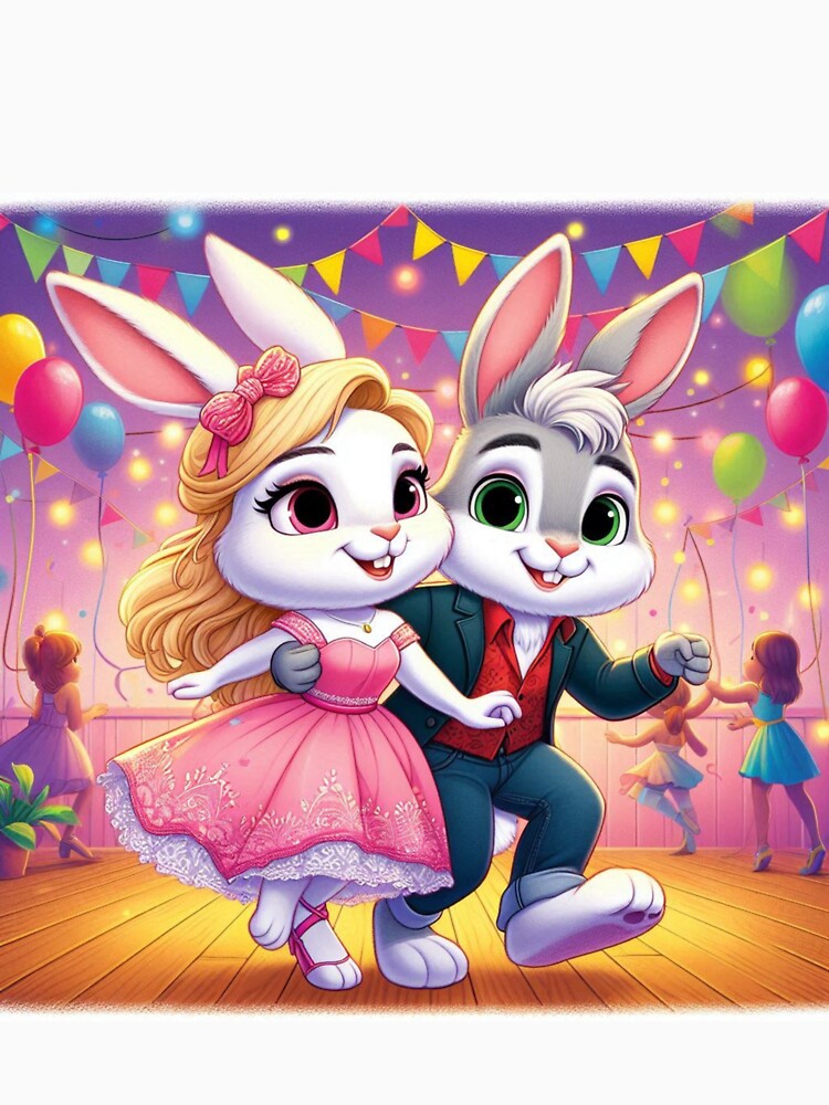 Rabbit Couple Dancing at the party by Mywaymylife