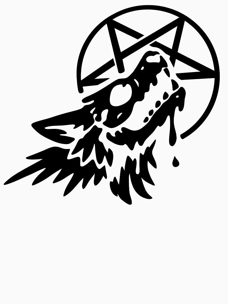 Howling Zombie Wolf with Pentagram Moon – Occult Gothic by Ola-urb