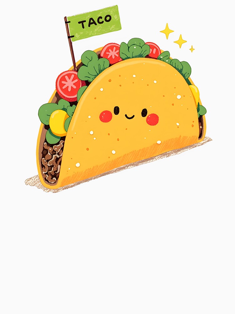 Cute Kawaii Taco with Taco Sign – Adorable Food Art by DesertOptimist