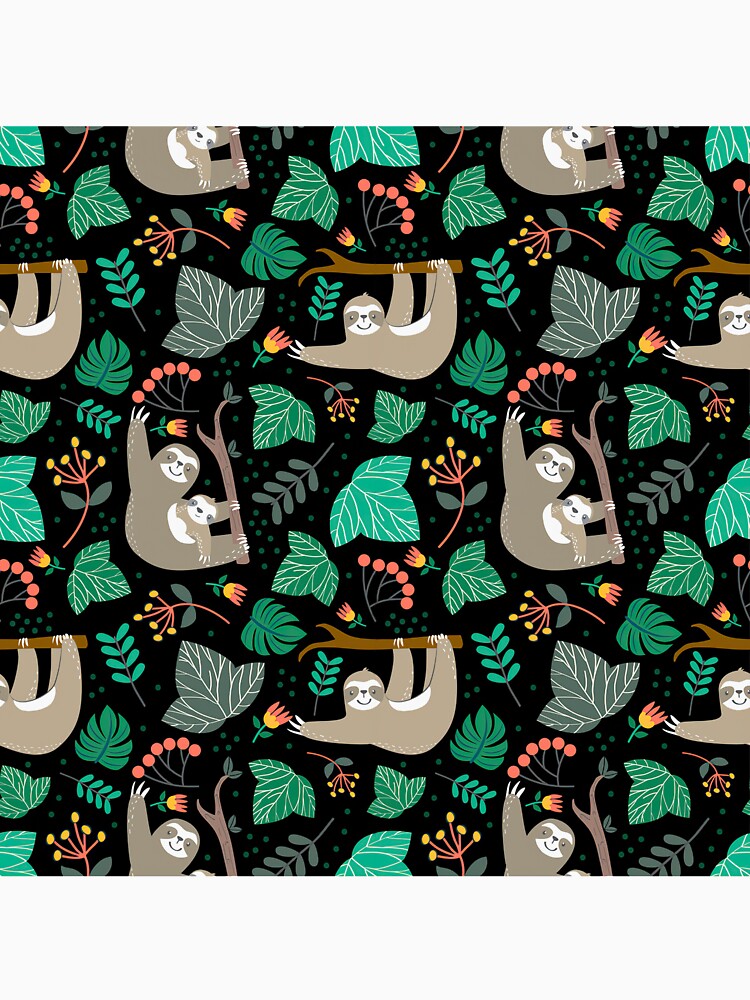 Sloth Mom And Baby Jungle Palm Trees by HauckClothing