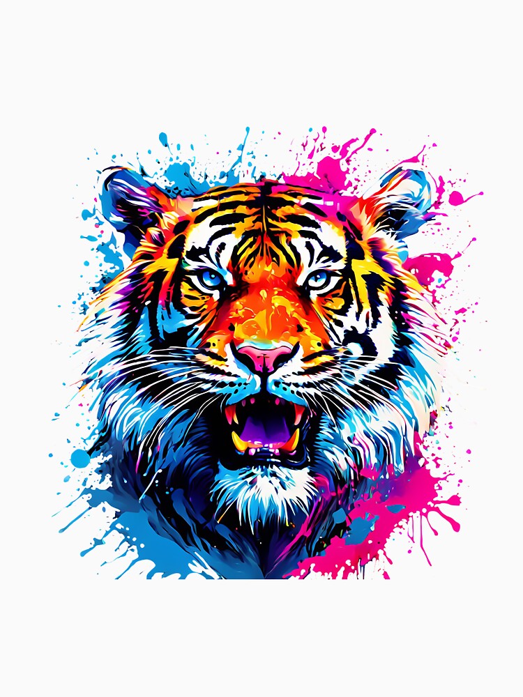 Vibrant Tiger Pop Art Bright Animal Art by kakarikihill