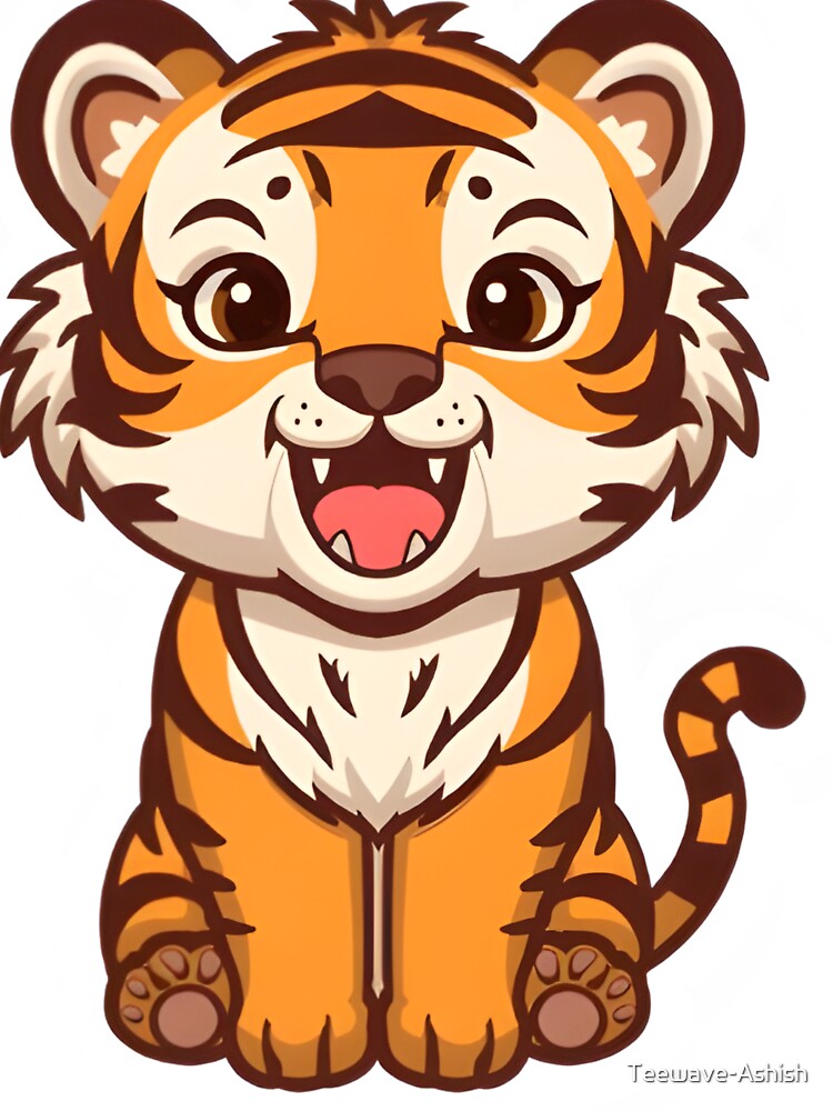 Smiling Tiger Chibi Sticker by Teewave-Ashish
