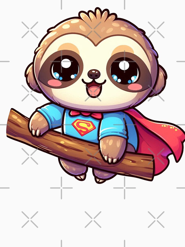 Cute Sloth in Super Suit – Kawaii Cartoon Animal Illustration by TwinklePallete