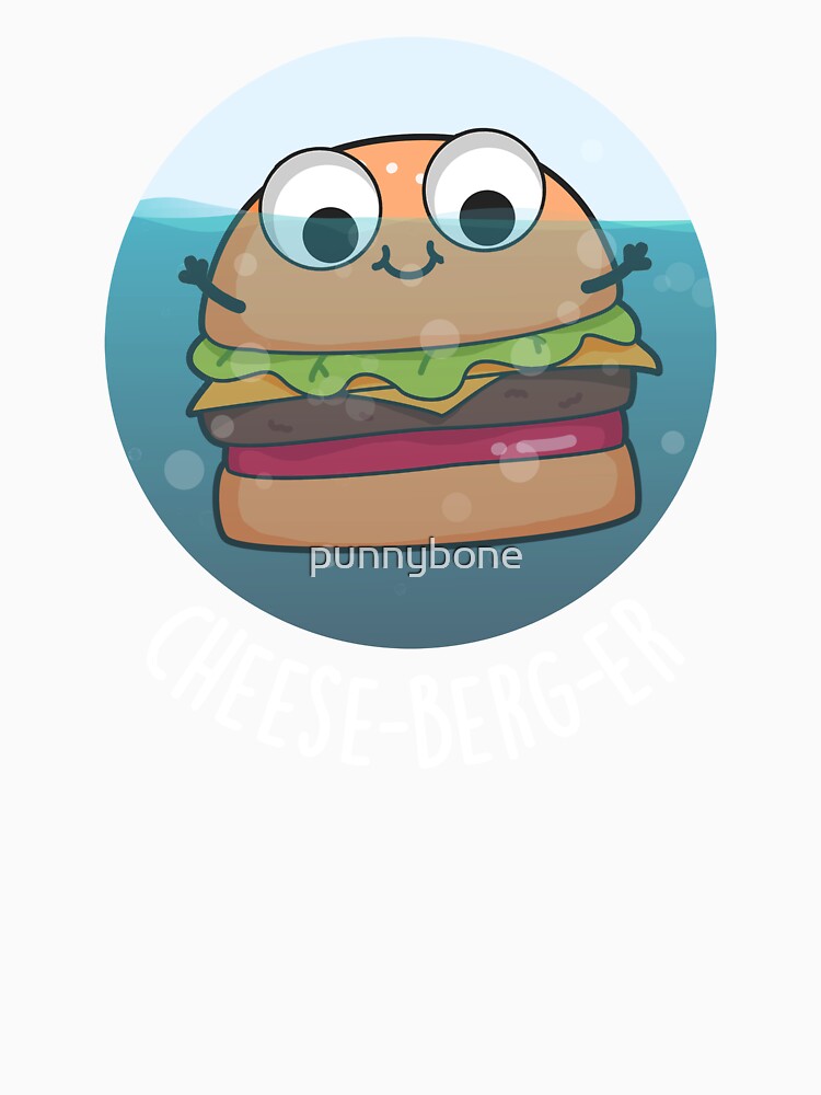Ice-berg Funny Cheeseburger Pun (Dark BG) by punnybone