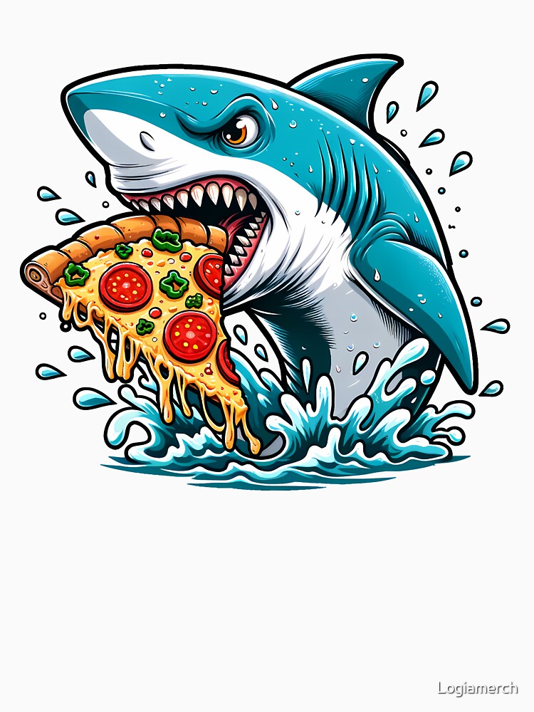 Shark Eating Pizza, Funny Pizza Lover by Logiamerch