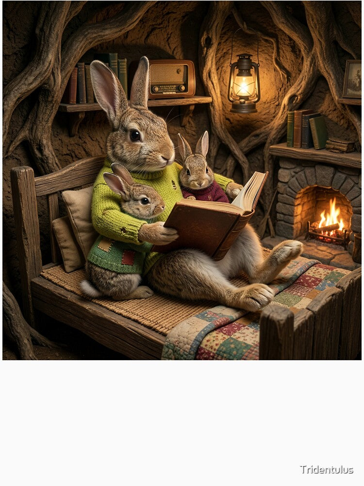 Mother Rabbit Reads to Her Bunnies by Tridentulus